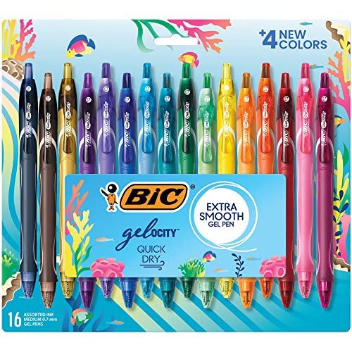 16 Count BIC Gel Pens Quick Dry Medium Point