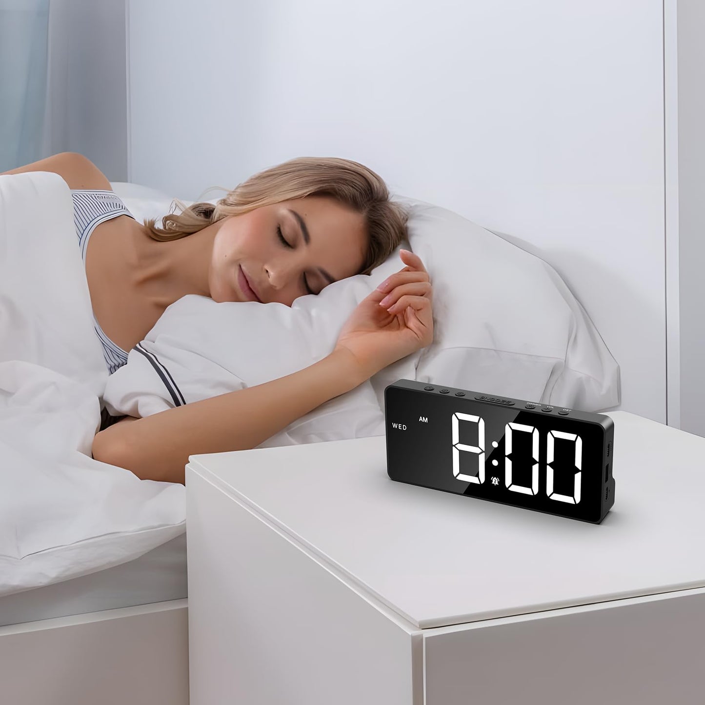 JXTZ 7-Inch LED Digital Alarm Clock with Alarms