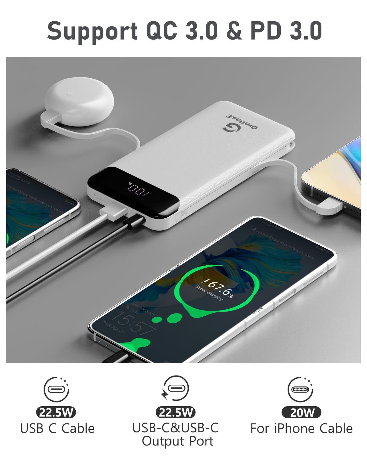 10000mAh Portable Power Bank with Fast Charging