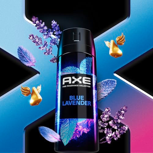 AXE Fine Fragrance Collection Premium Deodorant Body Spray for Men - Variety Pack - Blue Lavender, Aqua Bergamot, Golden Mango, & Black Vanilla - Pack of 4 72H Odor Protection, Aluminum Free, 4 oz