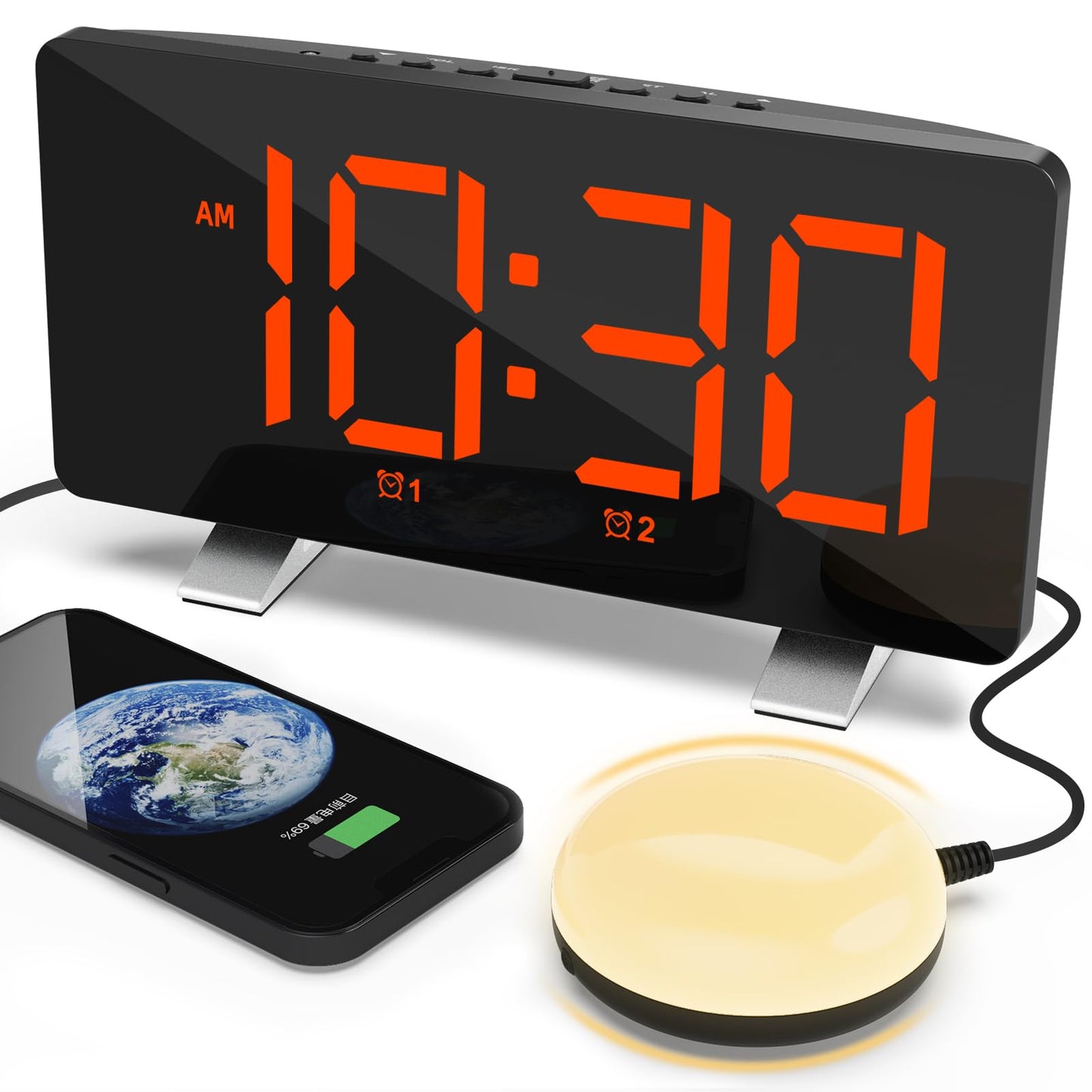 Vibrating Alarm Clock with Bed Shaker