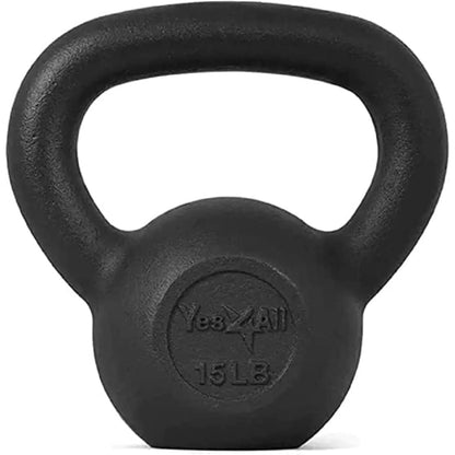 Yes4All 15 lbs Solid Cast Iron Kettlebell