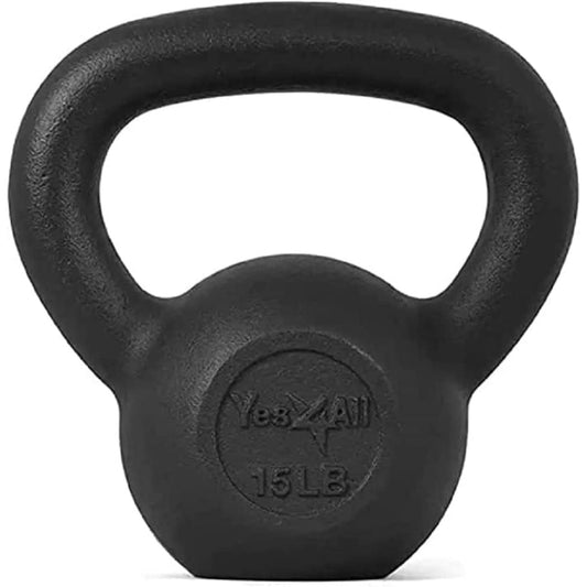 Yes4All 15 lbs Solid Cast Iron Kettlebell