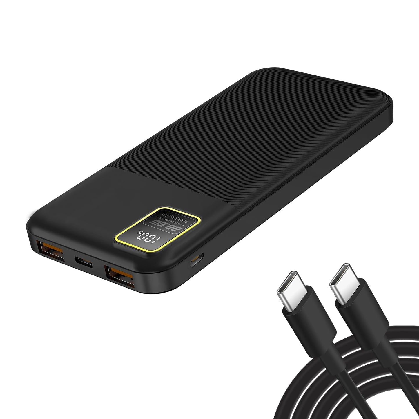 YUMGOOD Portable Charger, 22.5W 10000mAh 5V/3.1A Fast Charging Power Bank, USB-C Charger Battery Pack Powerbank with 3-Output & 2-Input LED Display for iPhone, Samsung, iPad, Tablet, etc(Black)