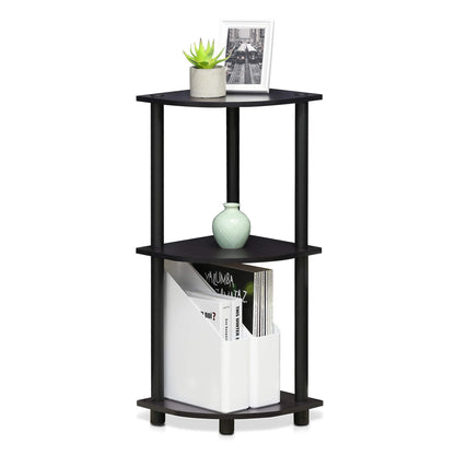Furinno - 12077DWN Turn-N-Tube 3-Tier Corner Display Rack Multipurpose Shelving Unit, Dark Walnut