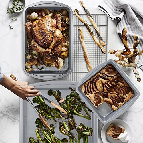 RavisingRidge Baking Pans Set with Nonstick Coating, Professional Ultrathick 7 Pcs Including Cake Pans, Cookie Sheets, and Cooling Rack - 0.8mm Thick, Dishwasher Safe, and Heavy Duty