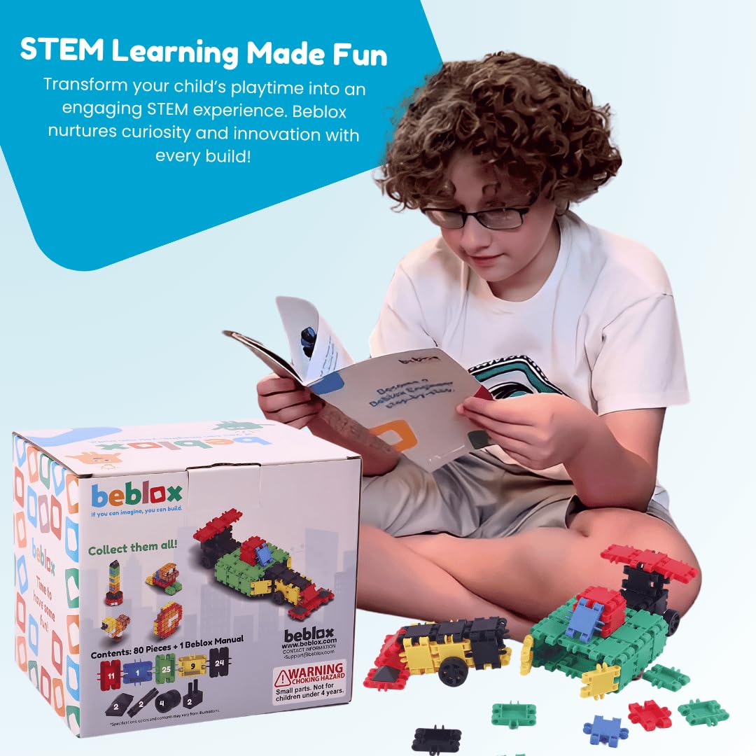 BEBLOX Building Blocks Car Set for Kids