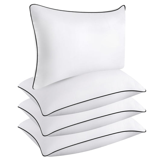 KJJDOO Hotel Quality Cooling Standard Size Bed Pillows Set of 4 - Soft, Firm, and Supportive Down Alternative Pillows for Back, Stomach, and Side Sleepers