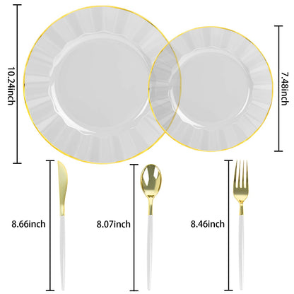 150 Pcs Plastic Dinnerware Set for 30 Guests
