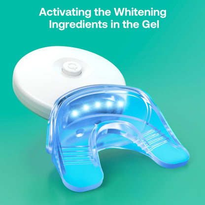 Teeth Whitening Kit, LED Teeth Whitening Light with 6 X 3ml Carbamide Peroxide Teeth Whitening Gel, Included 2 Mouth Trays & Tray Case and Brush, Safe Enamel, Fast and Gentle Teeth Whitening