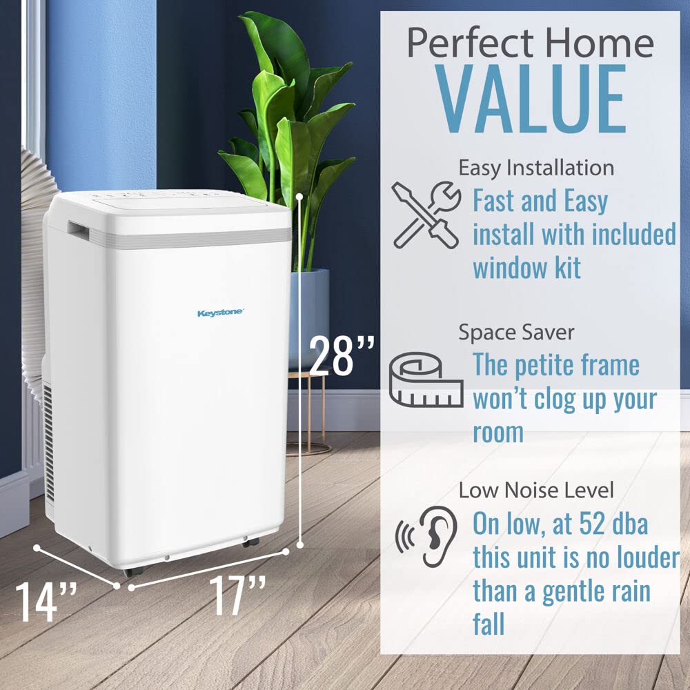 Keystone 10,000 BTU (6,500 BTU DOE) Portable Aire Conditioner, White (KSTAP10MFC)