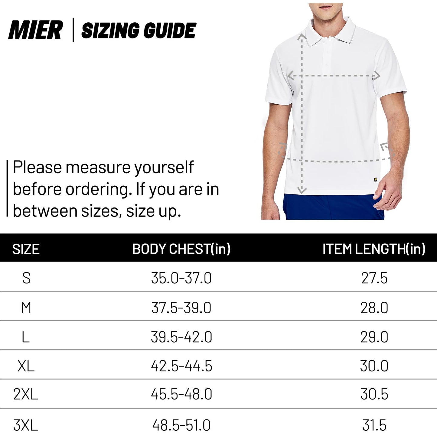 MIER Men's Short Sleeve Polo Shirt Quick Dry Tennis Golf Collared T-Shirts Contrast Collar Casual Polo Moisture Wicking, White, L