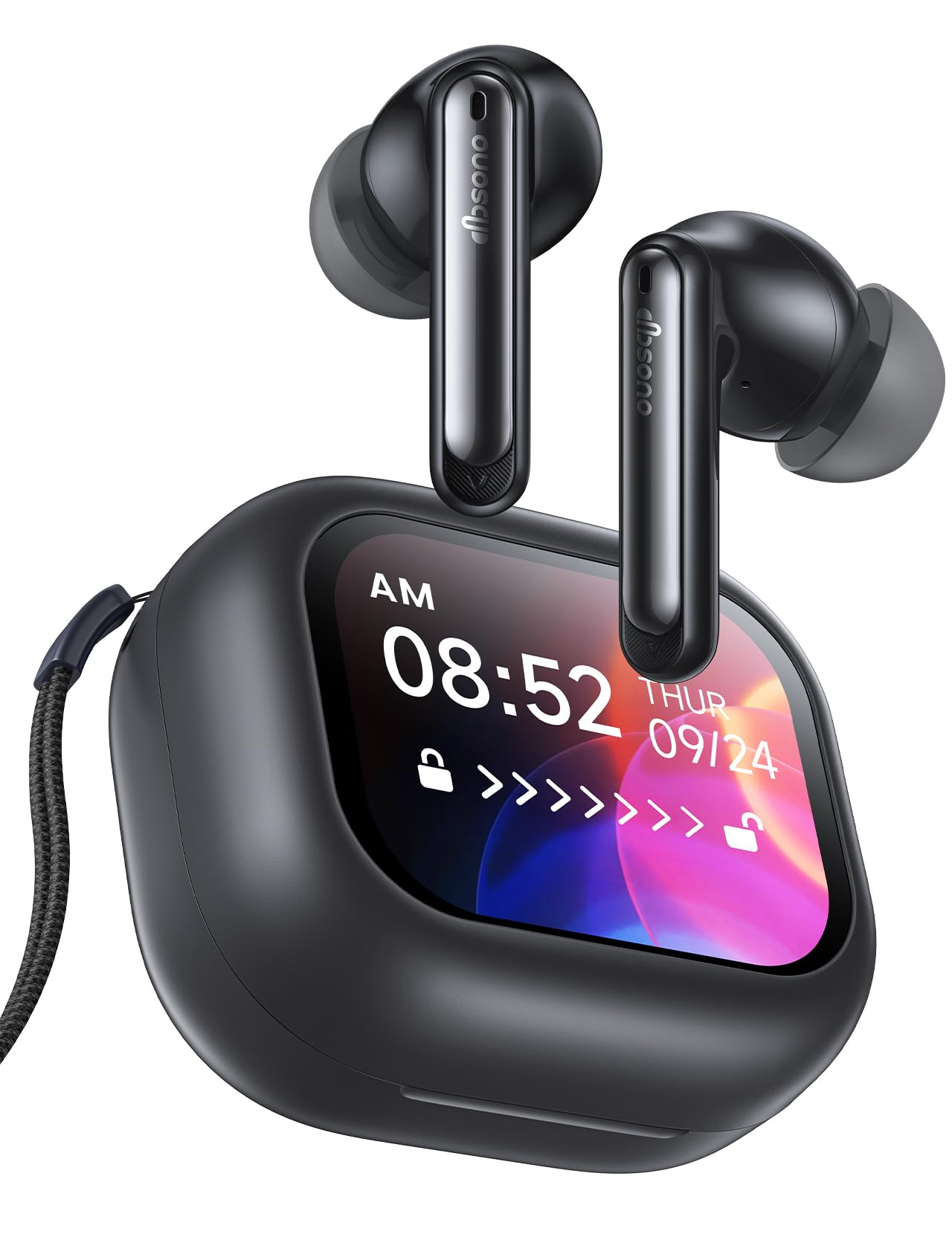 Wireless Bluetooth Earbuds: White Elephant Gifts Stocking Stuffers for Adults/Teens/Men, 13mm Drivers Hi-Fi Deep Bass, 30H Playtime, Touchscreen Control, Mic for Calls, IPX5 Water-Resistant, Black
