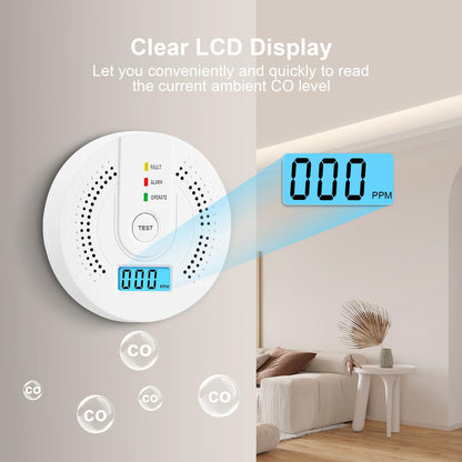 Carbon Monoxide Detector,CO Gas Monitor Alarm, AA Battery Powered CO Sensor Detector with LED Digital Display for Home,Depot,Test Button