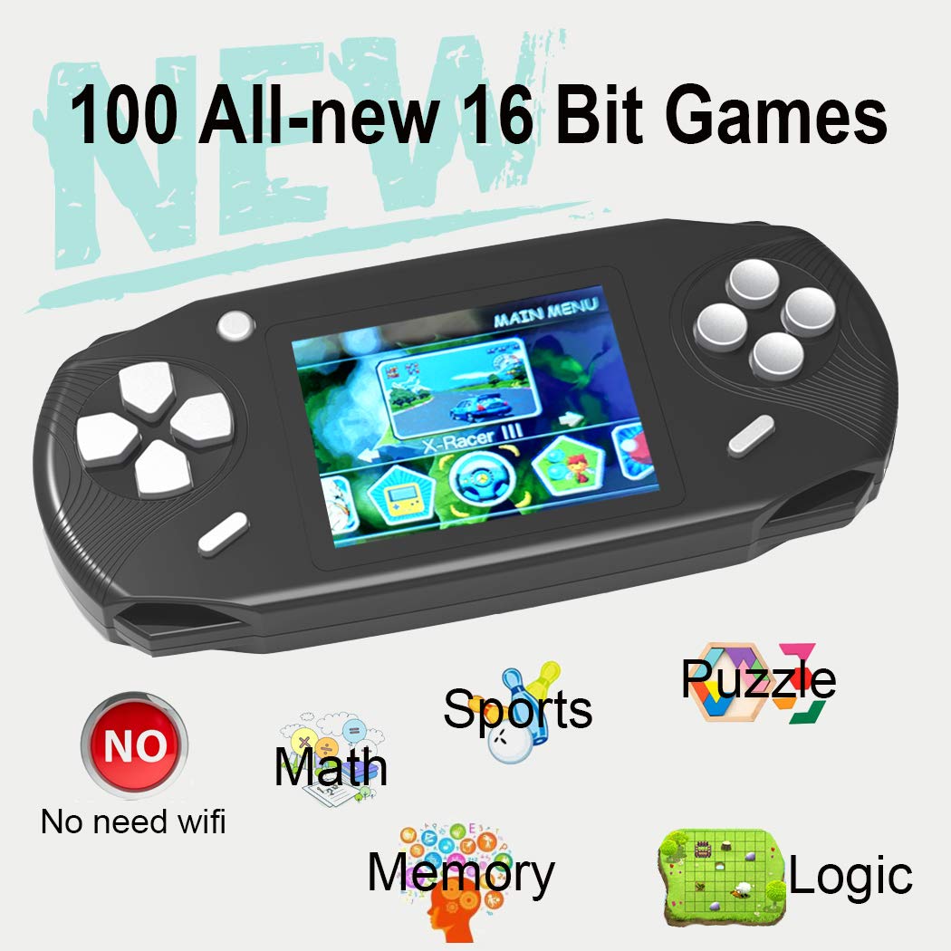 Beijue 16 Bit Handheld Games for Kids Adults 3.0'' Large Screen Preloaded 100 HD Classic Retro Video Games USB Rechargeable Seniors Electronic Game Player Birthday Xmas Present (Black)
