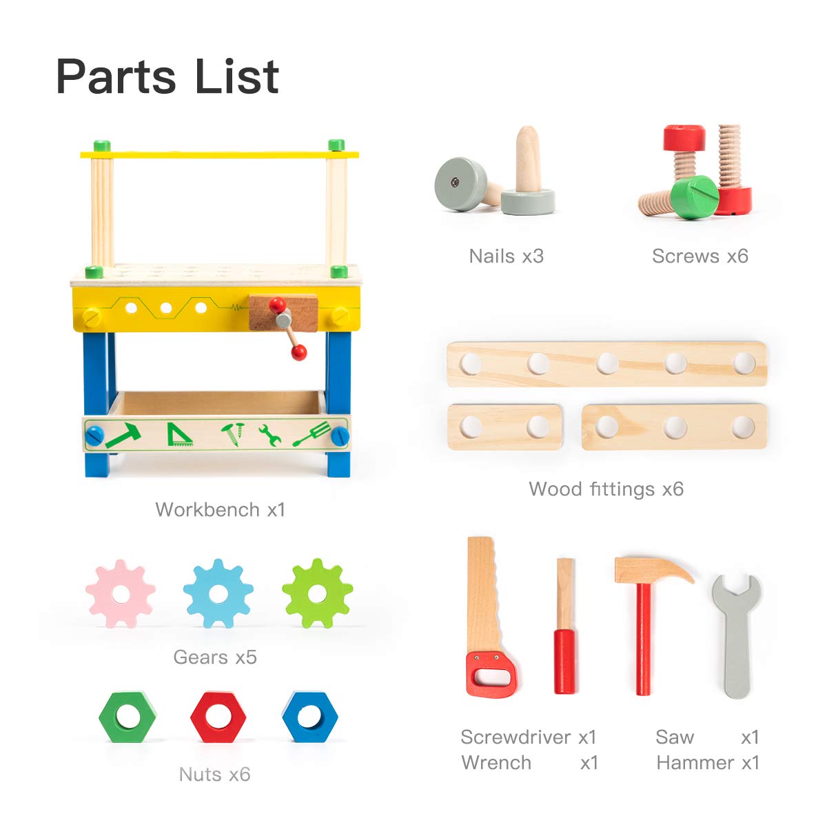 ROBUD Wooden Tool Stand Set for Kids