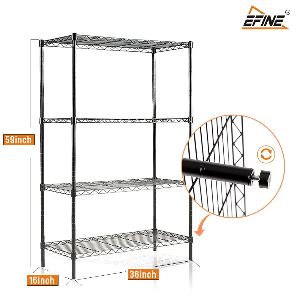 Catalina Creations 4-Shelf [Shelving] [Unit] with Shelf Liners Set of 4, Steel Wire Shelves and Adjustable Storage [Rack] for Kitchen and Garage (35.5W [X] 15.8D [X] 54H)