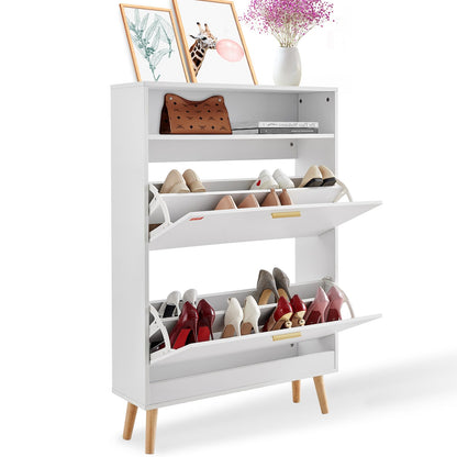 VEVOR Shoe Storage Cabinet for Entryway, 31.5" D x 9.4" W x 47.3" H, White