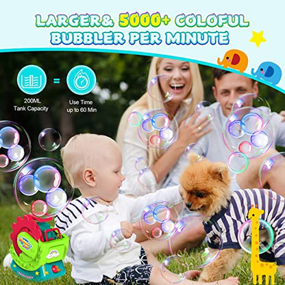 Bubble Machine for Toddlers Kids, Bubble Blower with 8oz Bubble Solution, Make Extra Large Bubbles & Bubbles in Bubble, Bubble Maker Toy for Indoor Outdoor Birthday Party