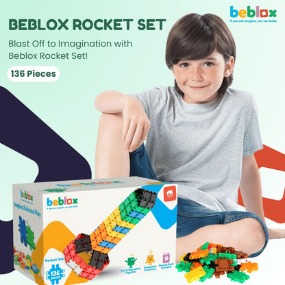 BEBLOX Building Blocks Rocket Set - Building Toys for Kids Ages 4-8 - Learning & Educational Fun Stem Toys - Birthday Gifts for Boys & Girls Age 4 5 6 7 8 9 10 11 & 12 Year Old Toys