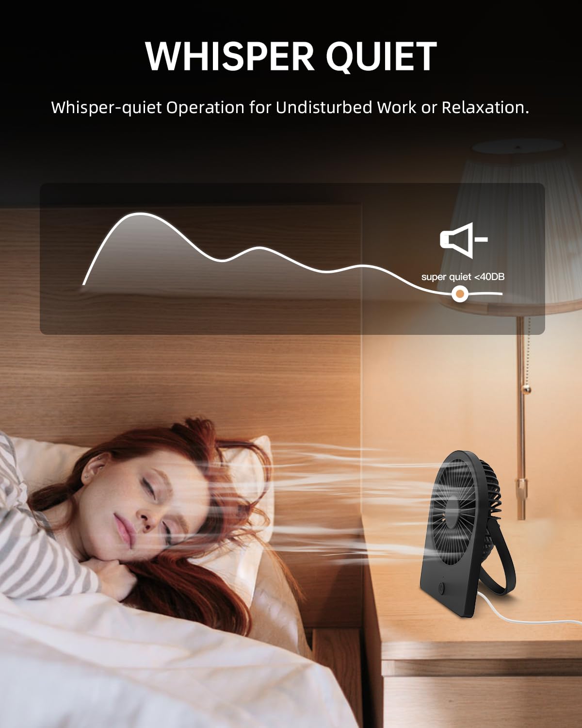 USB Mini Desk Fan with 3 Speeds - Black