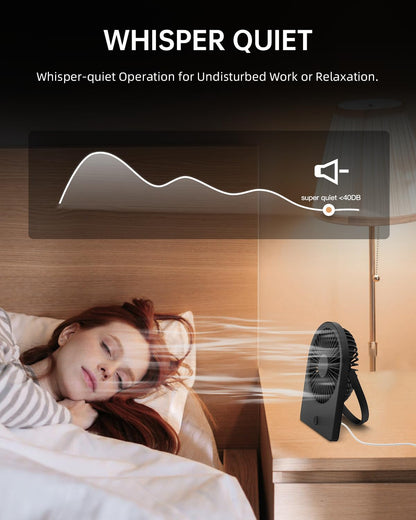 USB Mini Desk Fan with 3 Speeds - Black
