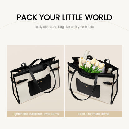 LOVEVOOK 17.3 Inch Leather Laptop Tote Bag