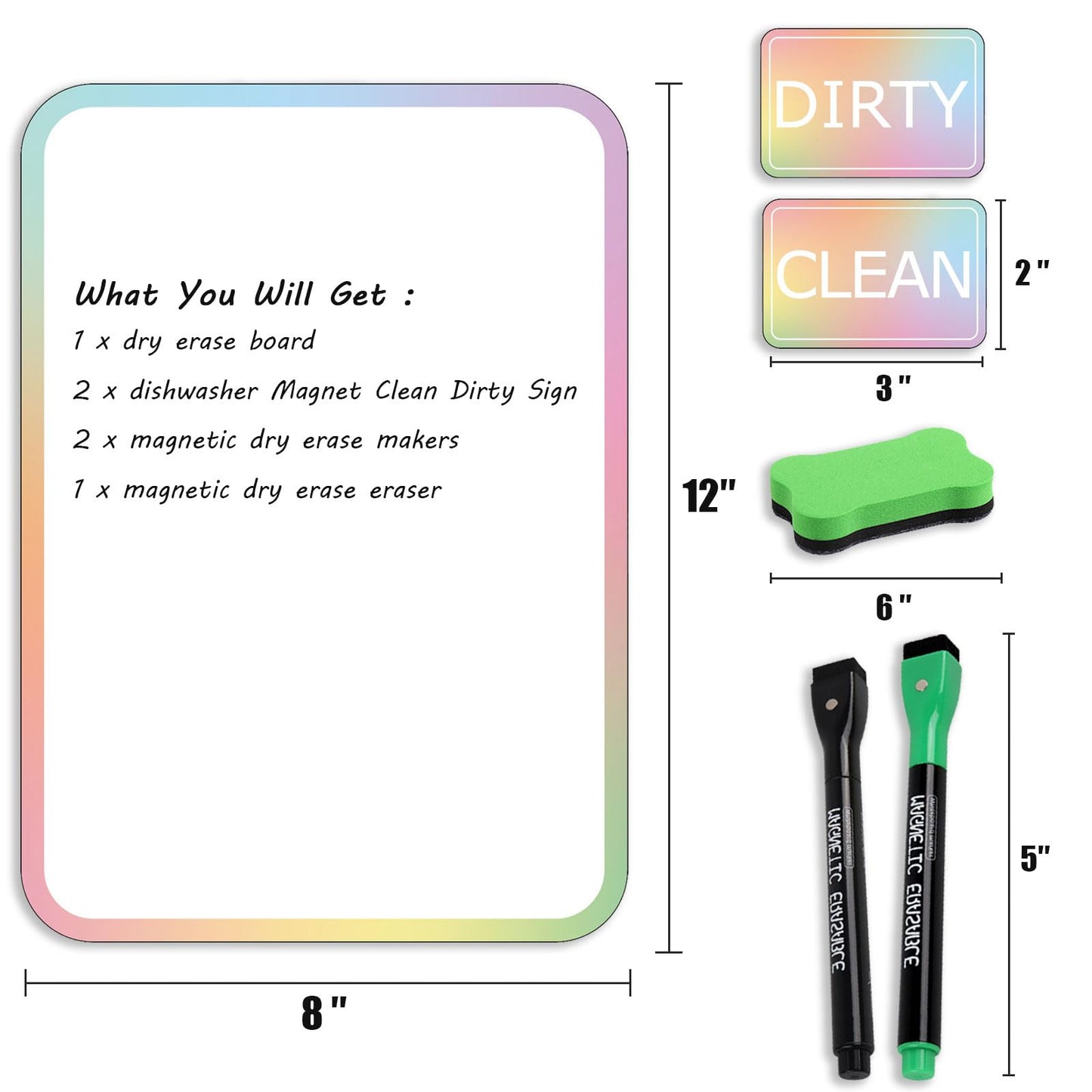 Magnetic Dry Erase Board for Fridge with Markers