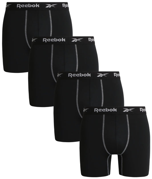 Reebok Men's Moisture Wicking Boxer Briefs 4-Pack
