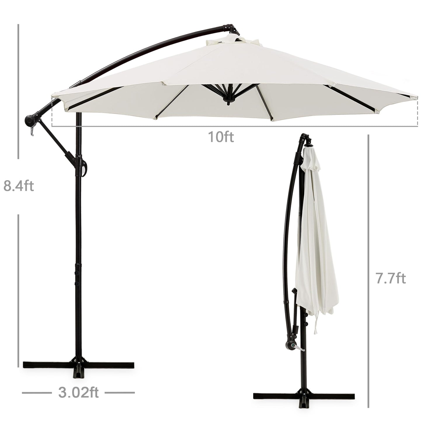 VECELO 10ft Offset Patio Umbrella