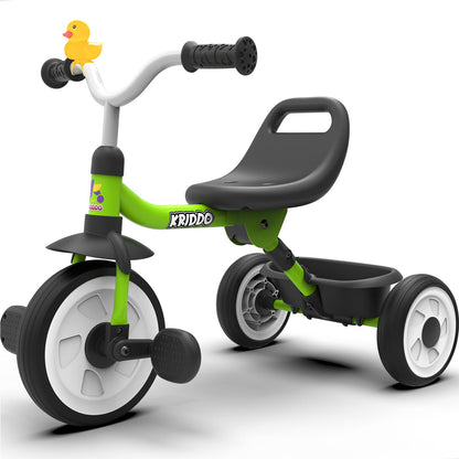 KRIDDO Kids Foldable Tricycle with Storage Basket