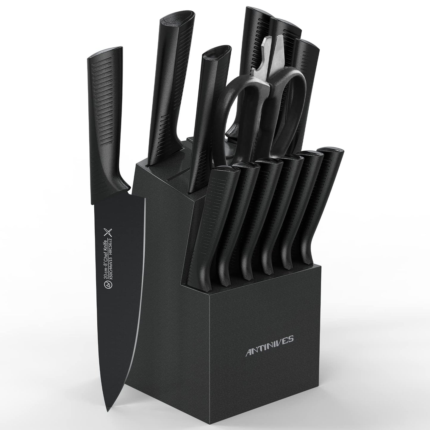 14-Piece Stainless Steel Knife Set with Block