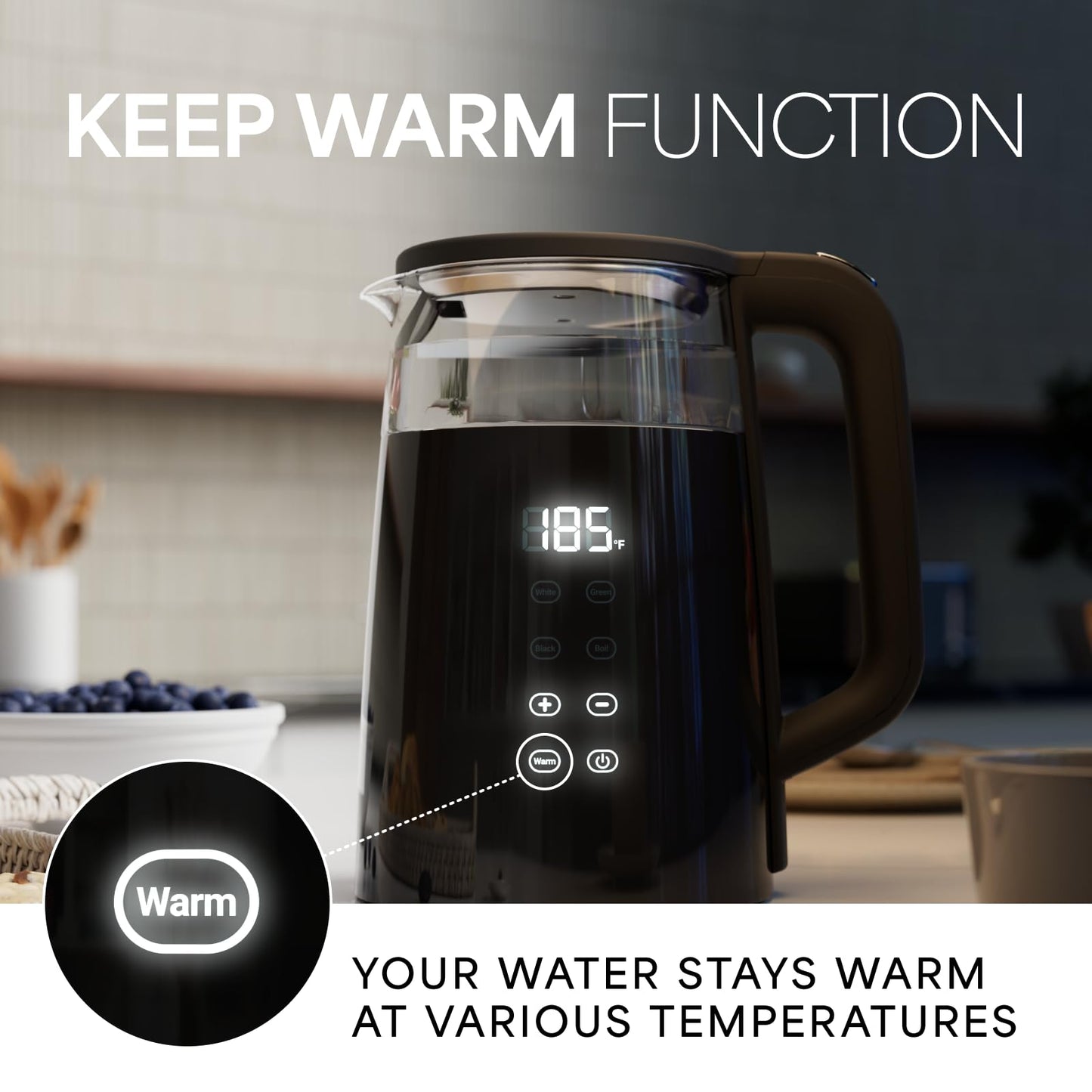 Veken 1.7L Electric Tea Kettle with Temperature Control