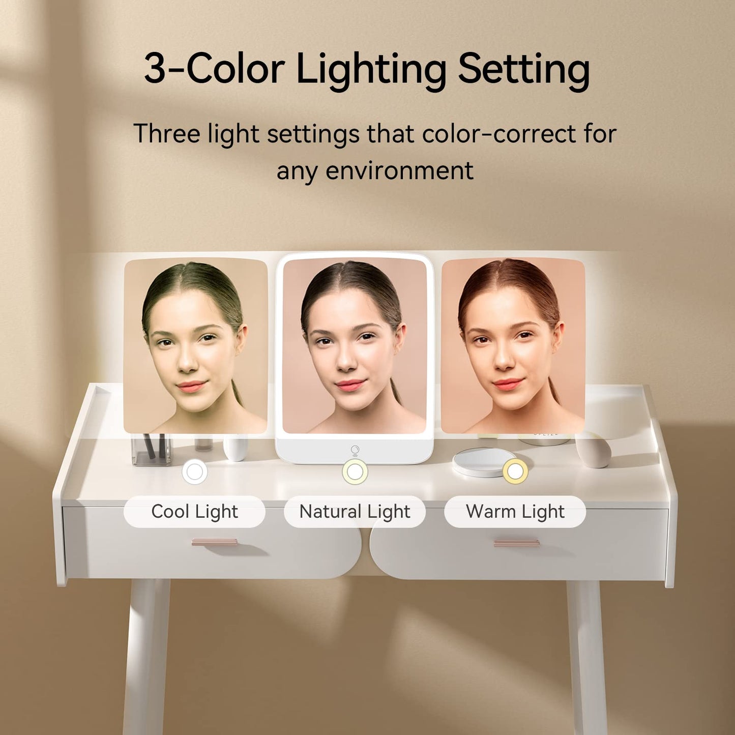 Portable 11" Makeup Mirror with LED Light