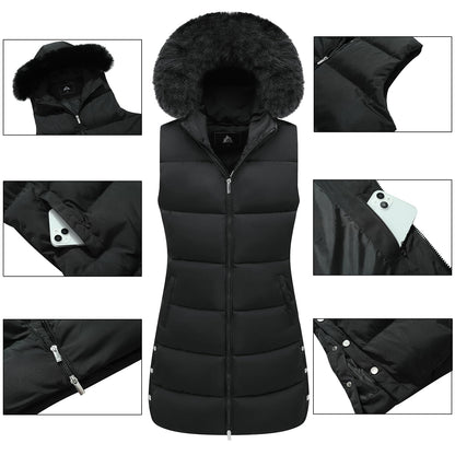 MOERDENG Women's Waterproof Puffer Vest Jacket