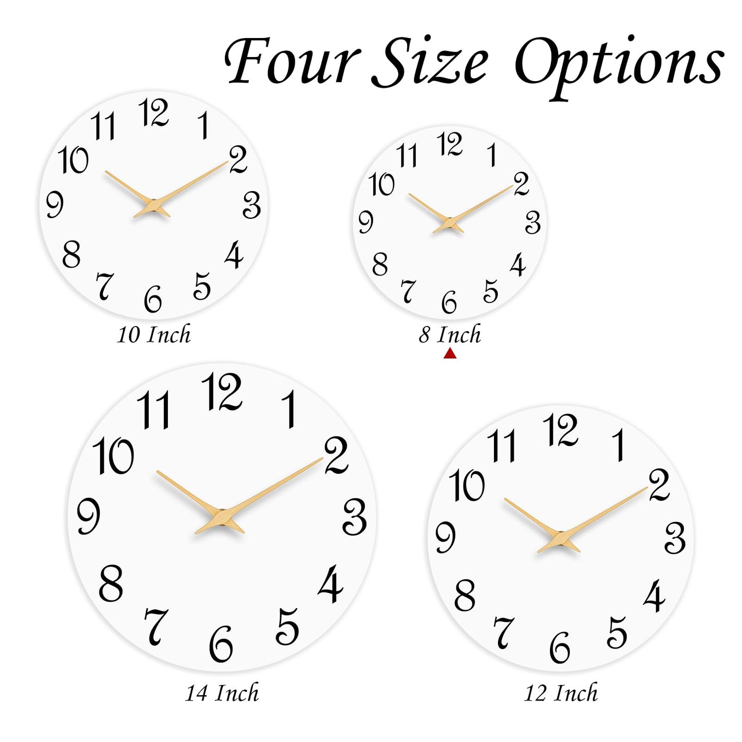 8 Inch Silent Non-Ticking Wall Clock - White