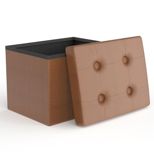 eMOUSE Brown Storage Ottoman Foot Rest