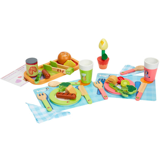32-Piece Bluey Dine-In Wooden Toy Set