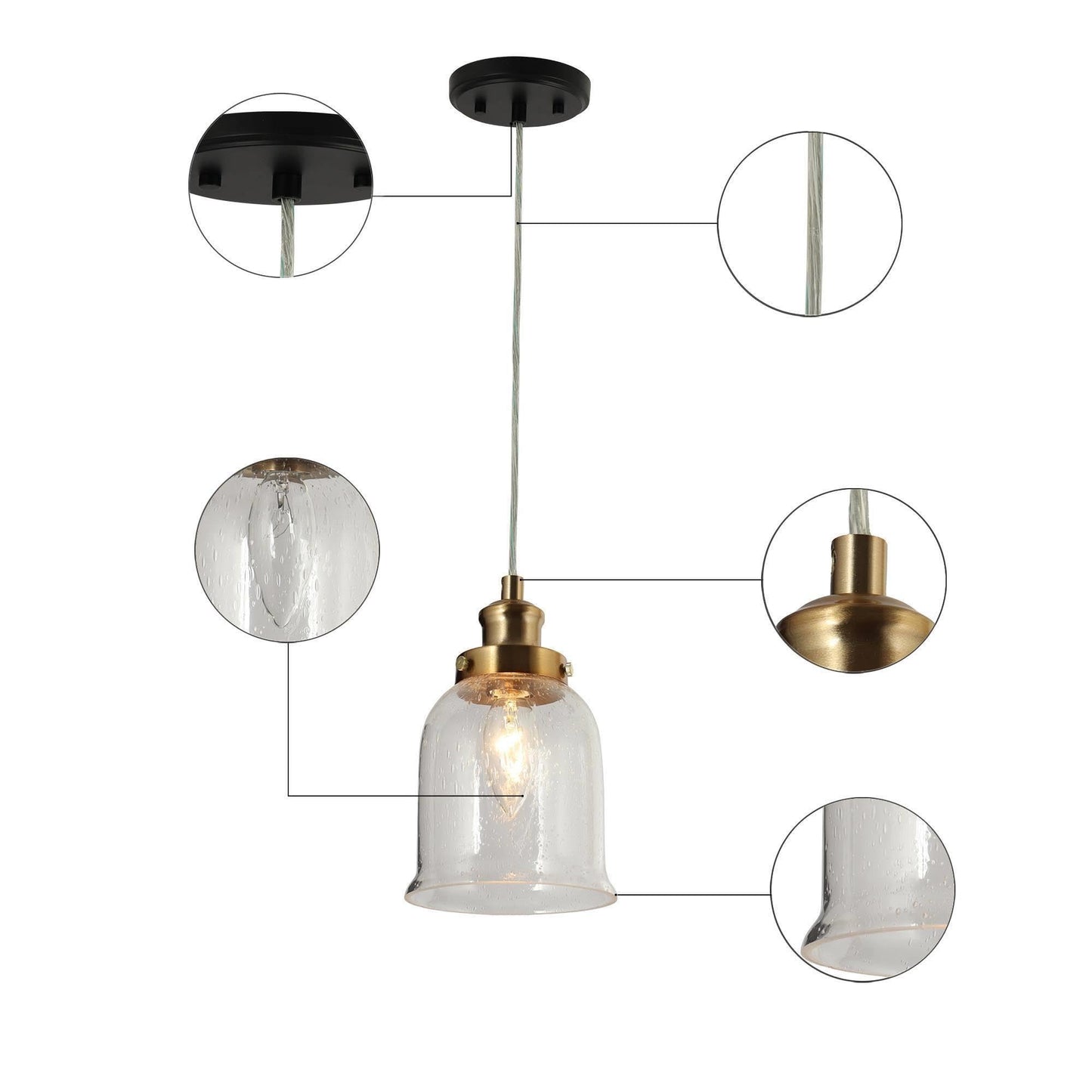Gold Seeded Glass Pendant Light for Kitchen