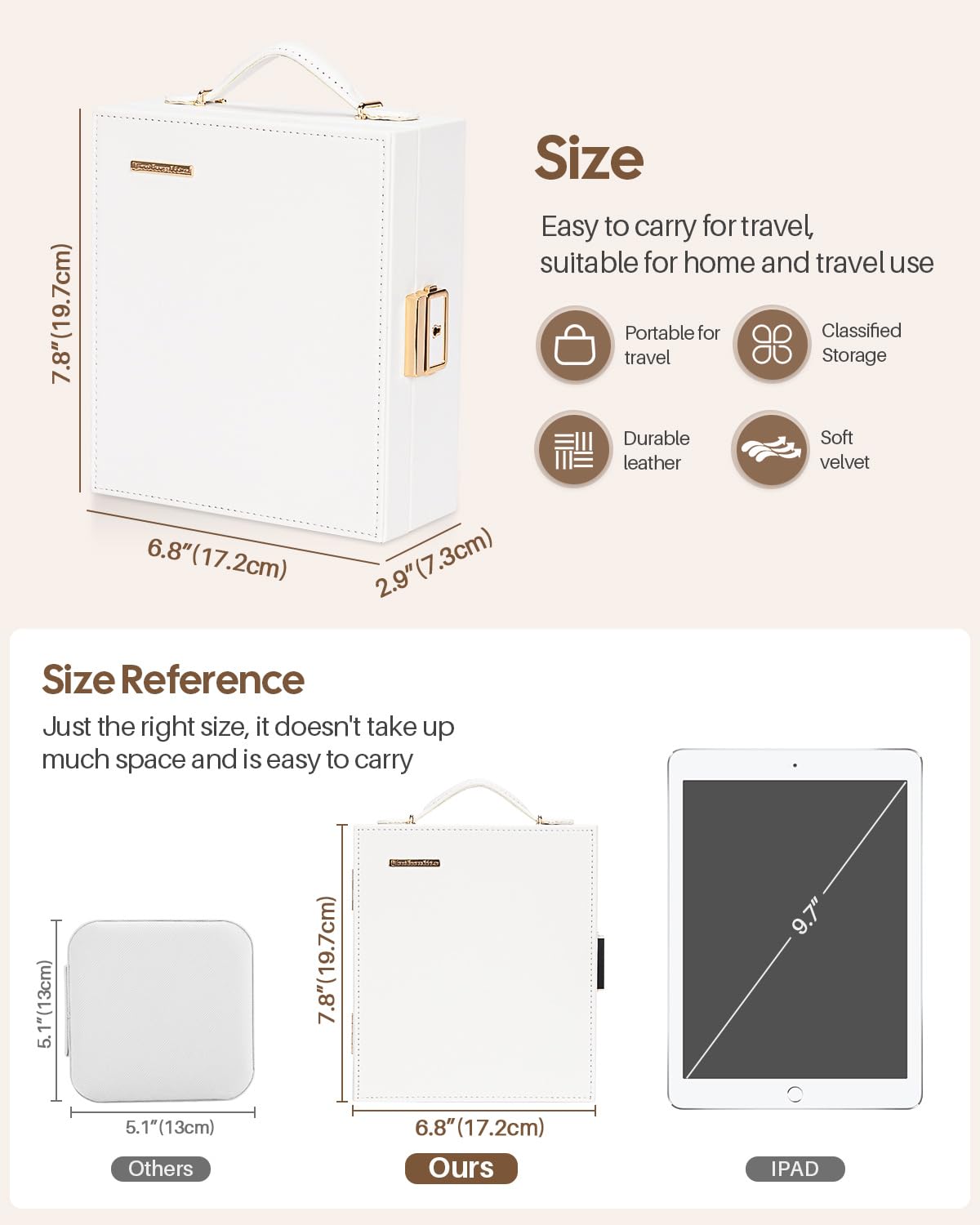 Portable Jewelry Case with Mirror for Travel