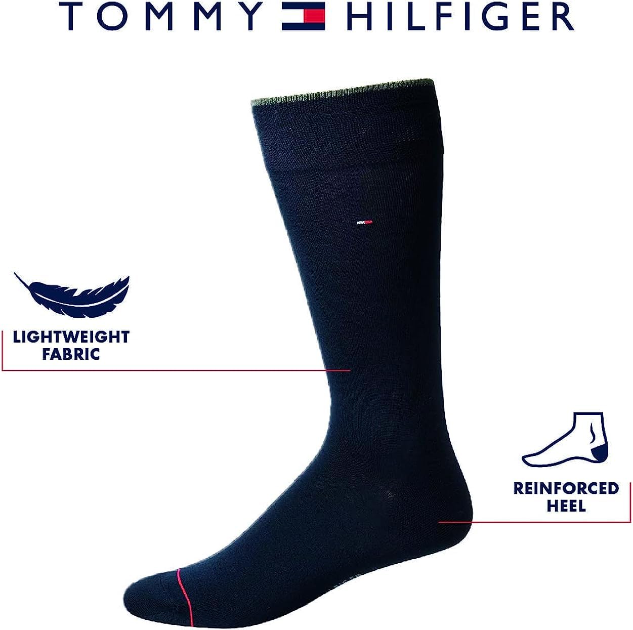 Tommy Hilfiger Men's Dress Socks - 5 Pairs Lightweight Comfort Fabric Reinforced Heel Crew Socks - Dress Socks for Men (7-12), Size 7-12, BlackGrey