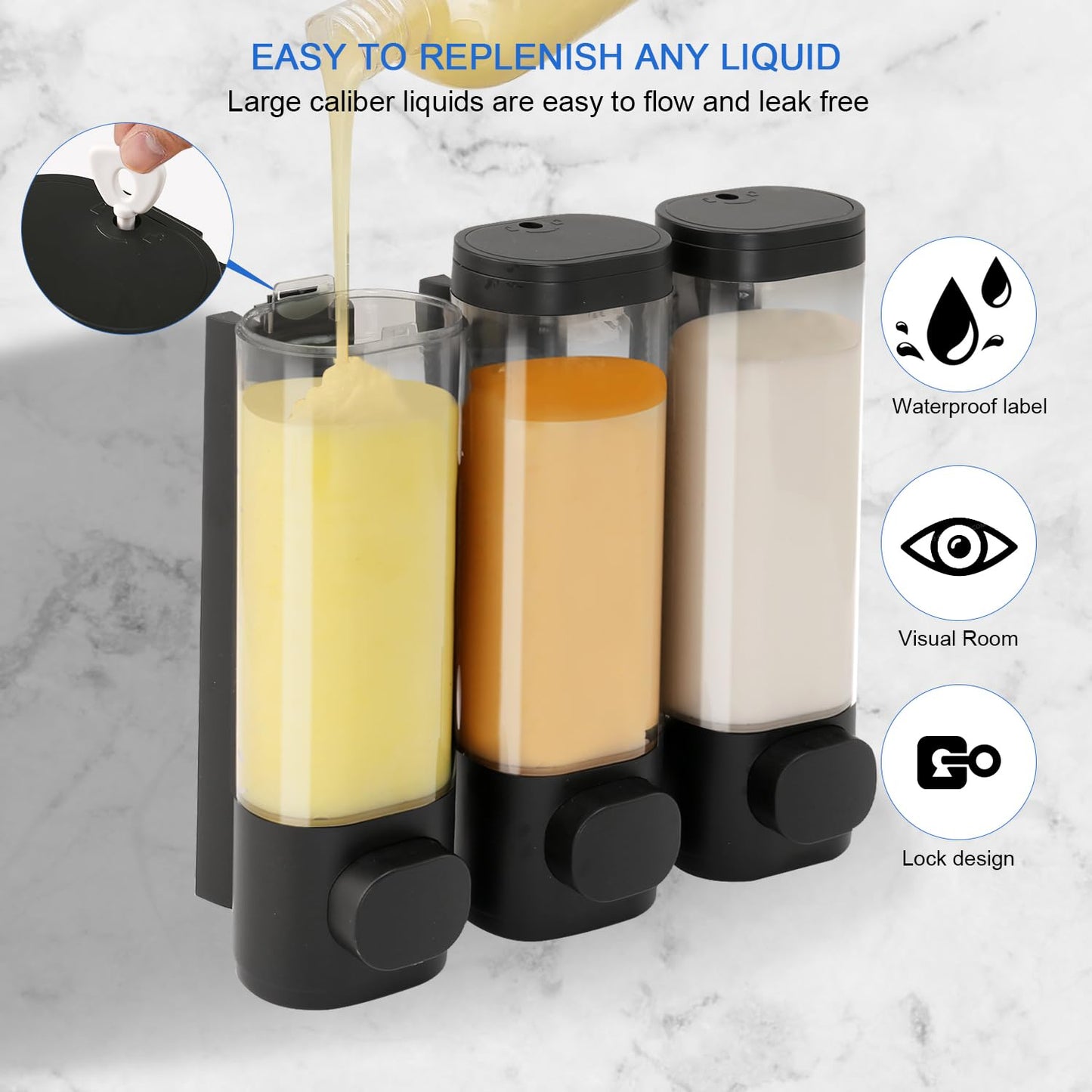 Wall Mounted Shampoo and Conditioner Dispenser
