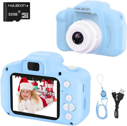 hyleton Kids Camera Toys for 3-8 Year Old Boys Girls,Children Video Toddler Camera with 32G SD Card,Christmas Birthday Festival Gift for Kids(Light Blue)