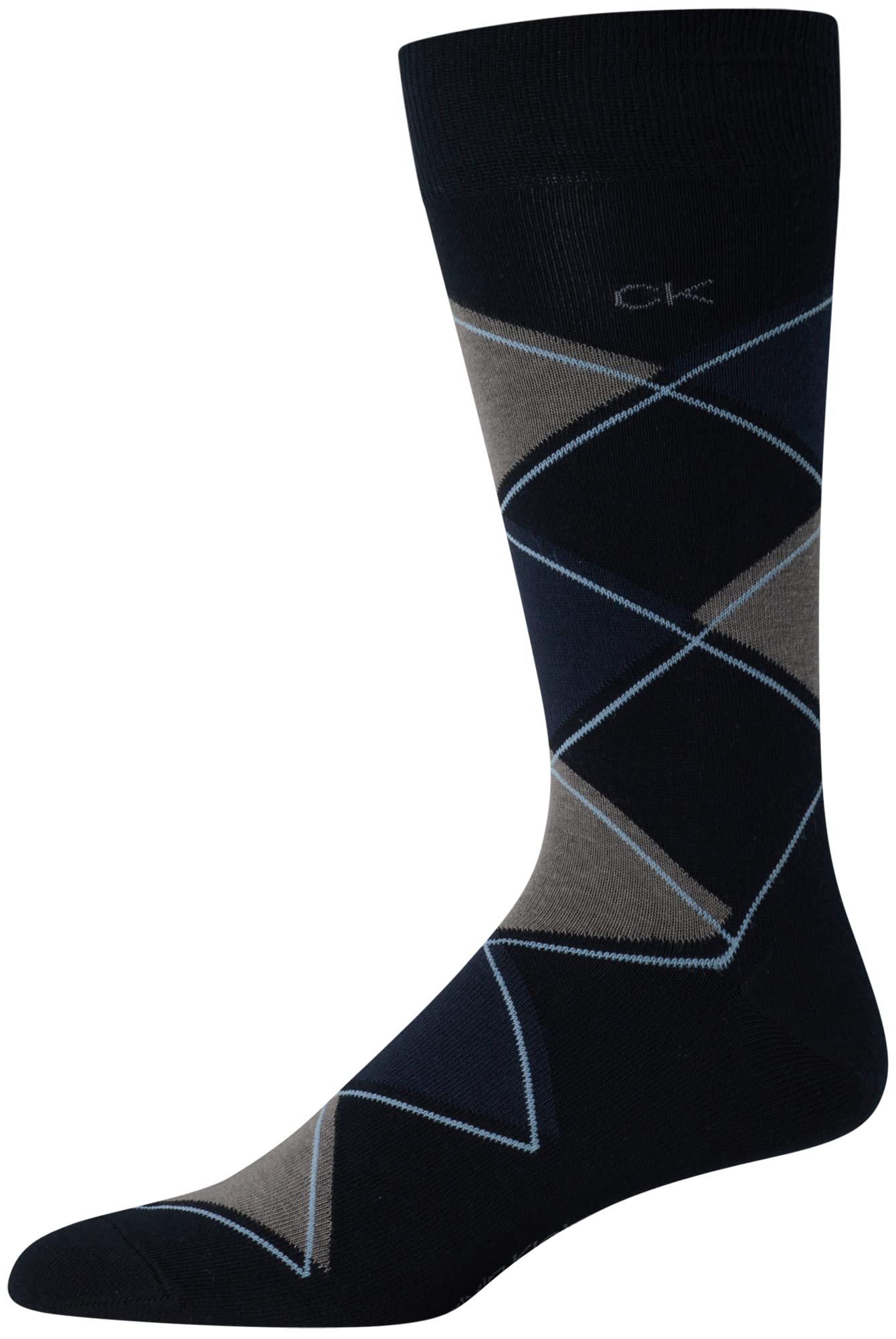 Calvin Klein Men's Dress Socks - Lightweight Cotton Blend Crew Socks (8 Pack), Size 7-12, Navy Argyle