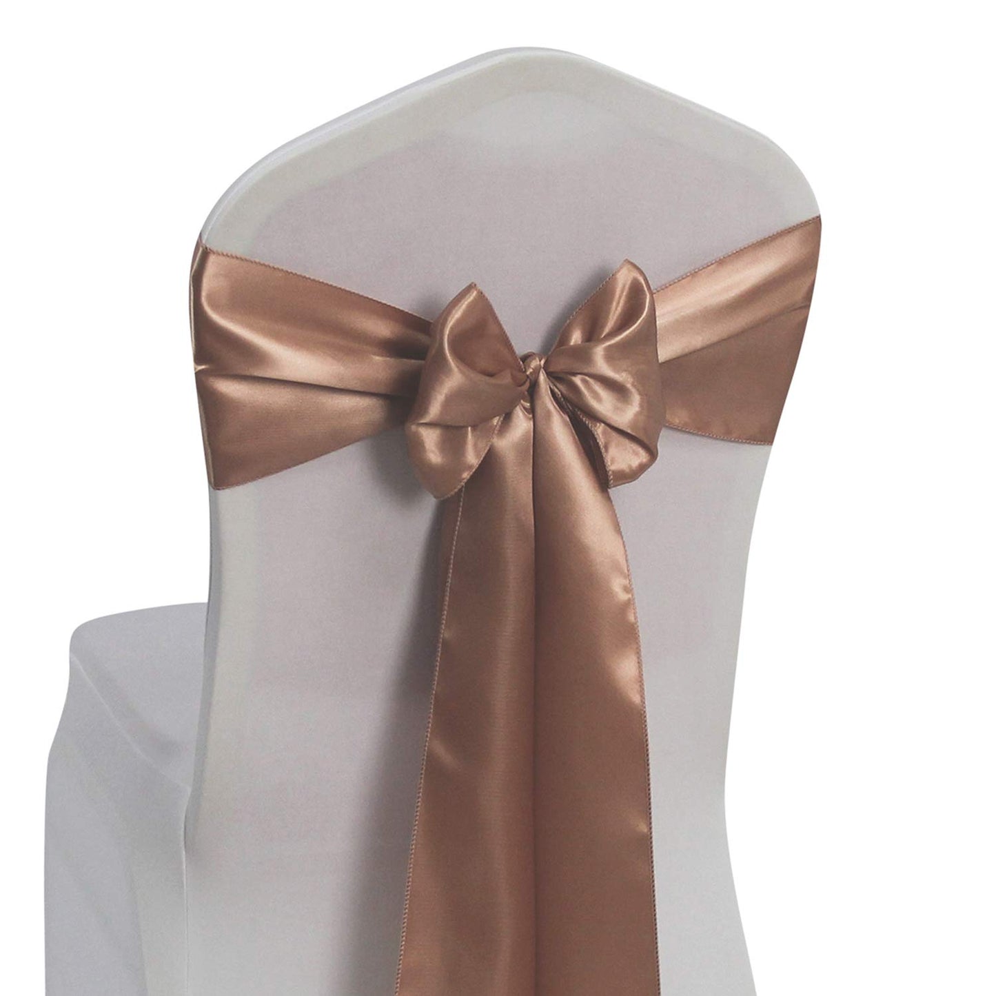 WELMATCH Rose Gold Satin Chair Sashes Ties 50 pcs Wedding Banquet Party Event Decoration Chair Bows (Rose Gold, 50)