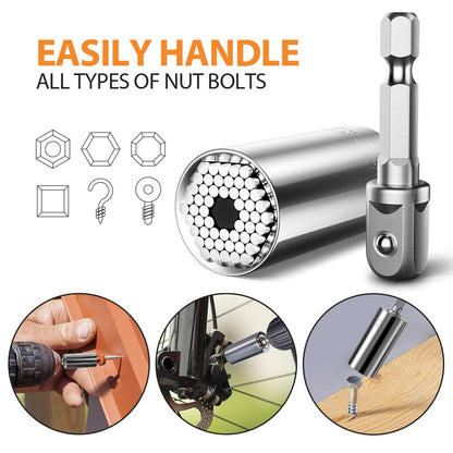 Universal Socket Tools Gifts for Men: Fathers Day Birthday Gift for Dad Husband Him Women 1/4"-3/4"(7-19mm) Super Socket Set Impact Power Drill Adapter Unique Cool Gadgets