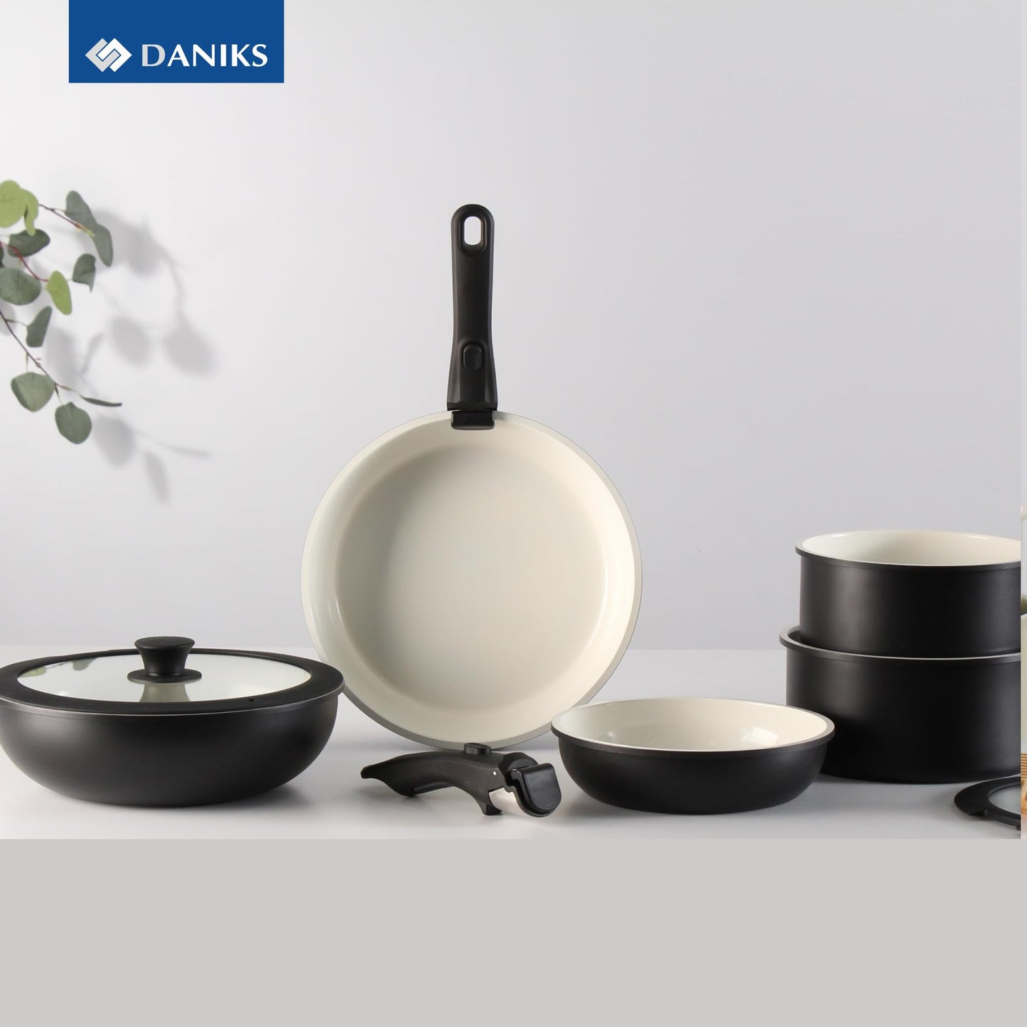 9-Piece Nonstick Ceramic Cookware Set, Black