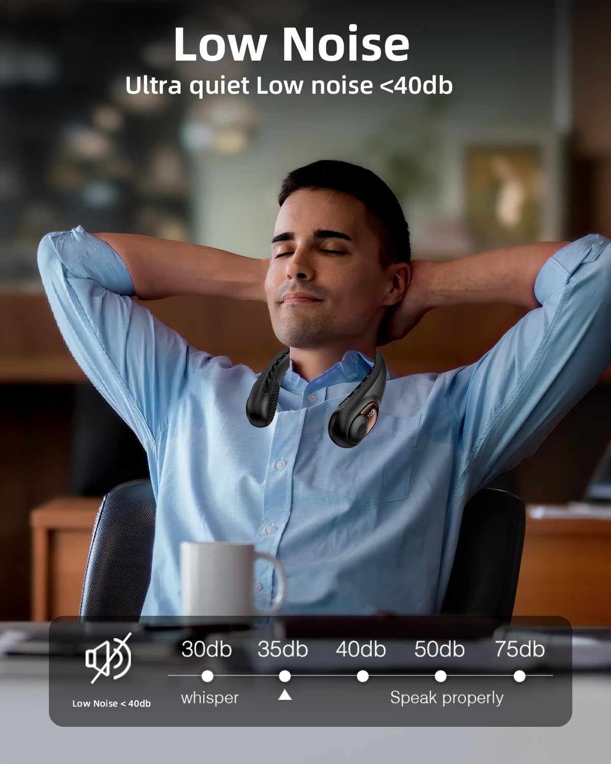 Neck Fan TUNISE USB-C Rechargeable with LED Display