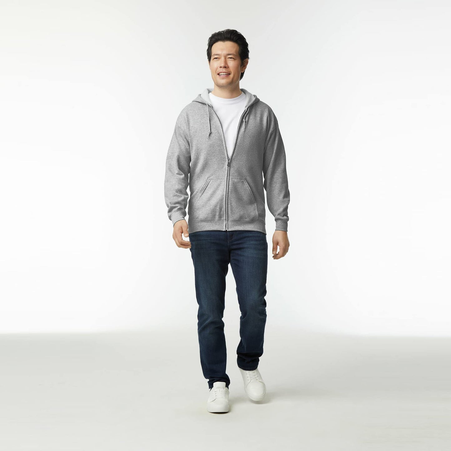 Gildan Adult Fleece Zip Hoodie Sweatshirt, Style G18600, Multipack, Sport Grey (1-pack), Small