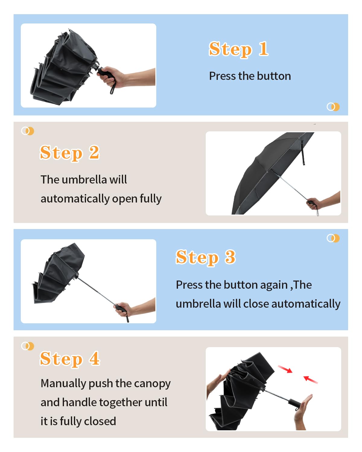 Large Windproof Inverted Umbrella with Reflective Strip
